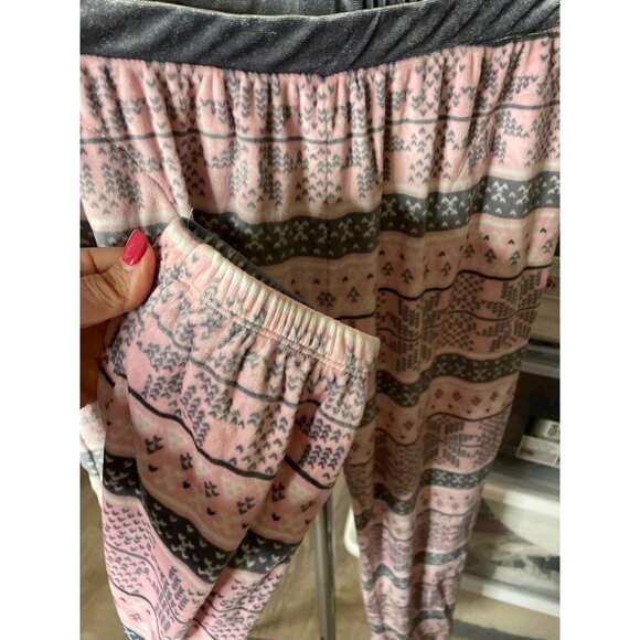 Kensie Pink Gray Cozy Soft Pull On Pajama Pants and Top Set Sz M - Picture 6 of 12